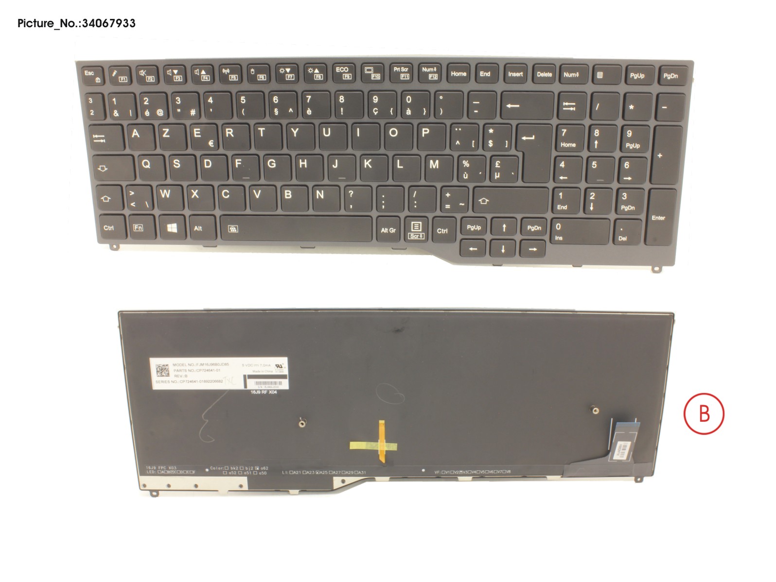 FUJITSU KEYBOARD 10KEY BLACK W/ BL BELGIUM