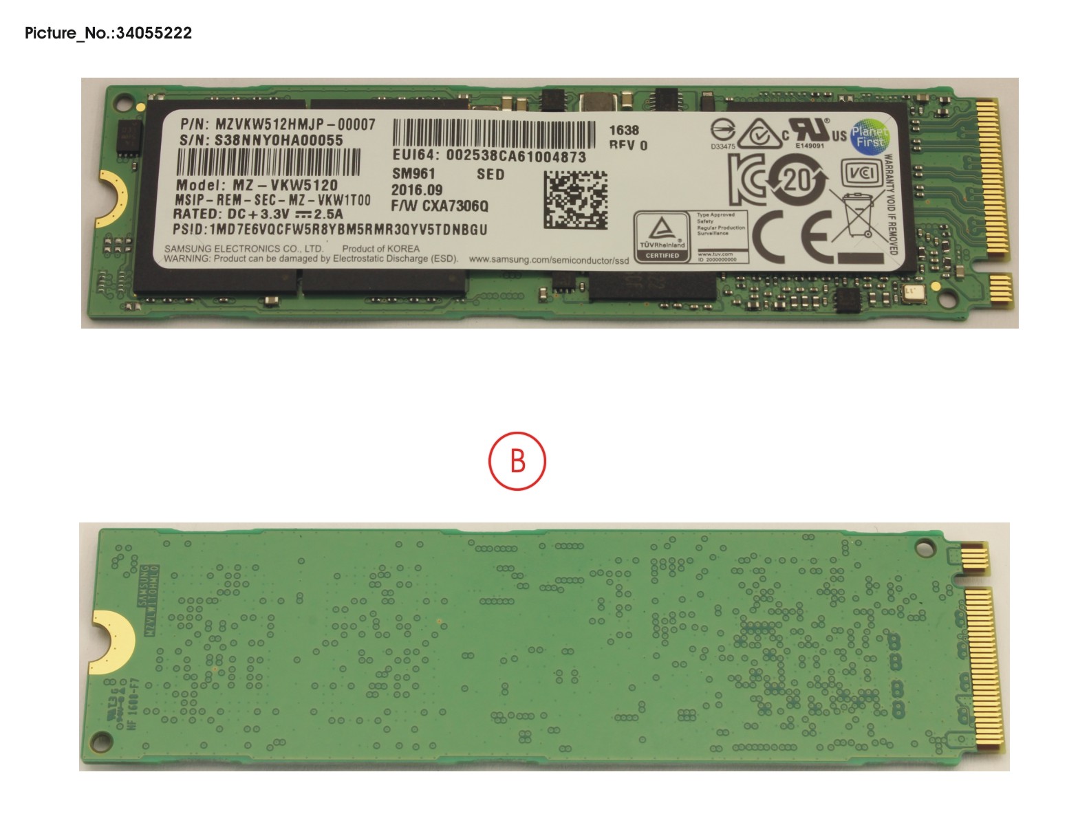 SSD PCIE M.2 2280 512GB SM961 (OPAL)