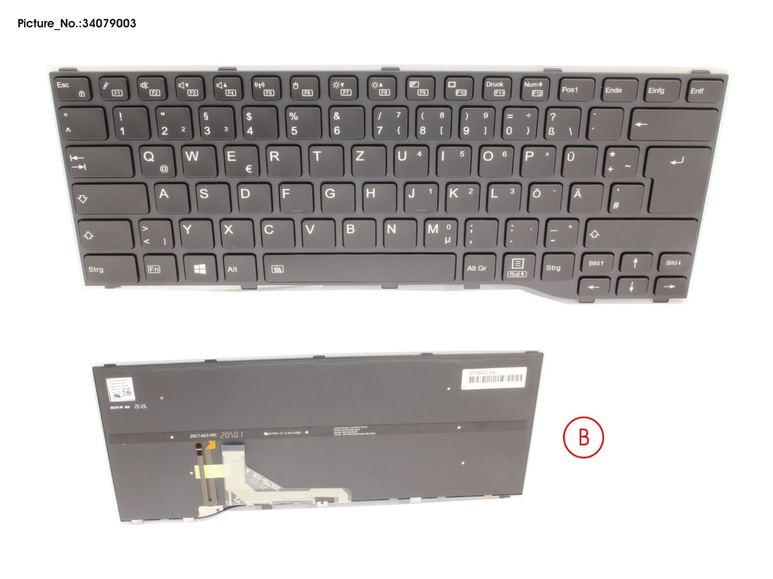 FUJITSU KEYBOARD BLACK W/ BL GERMAN