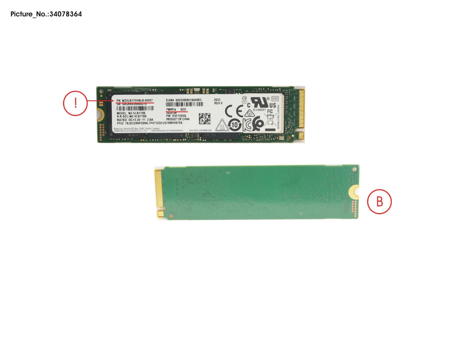 SSD PCIE M.2 2280 1TB PM981A (SED)