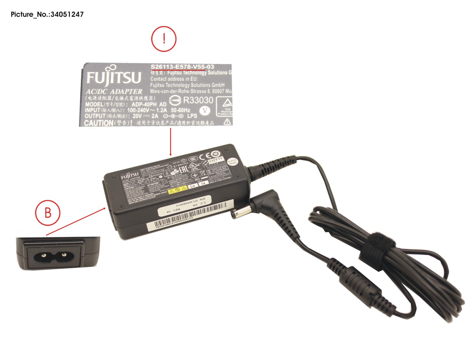 FUJITSU AC-ADAPTER 40W EPS T2