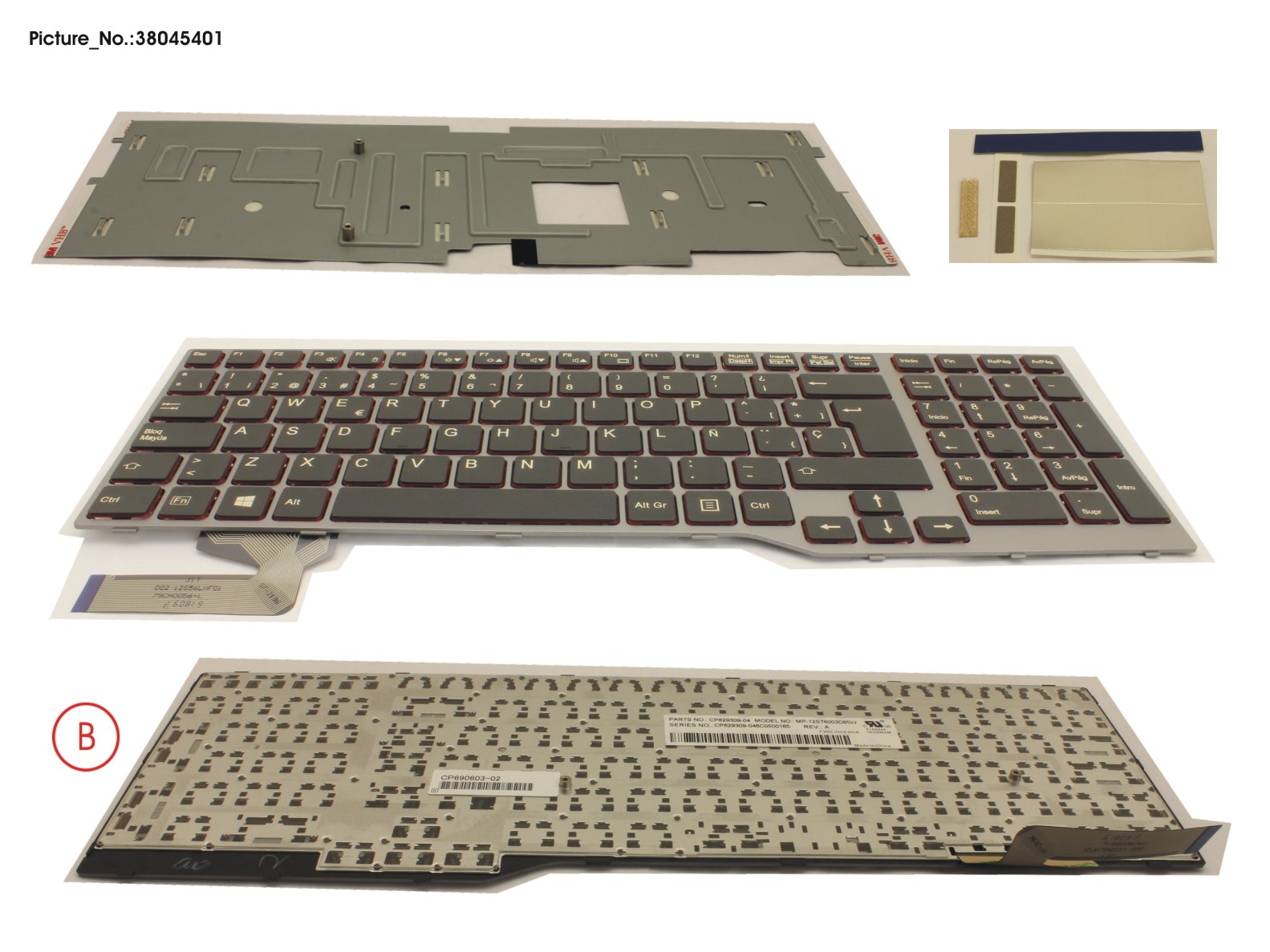 KEYBOARD BLACK/RED SPAIN W/O TS