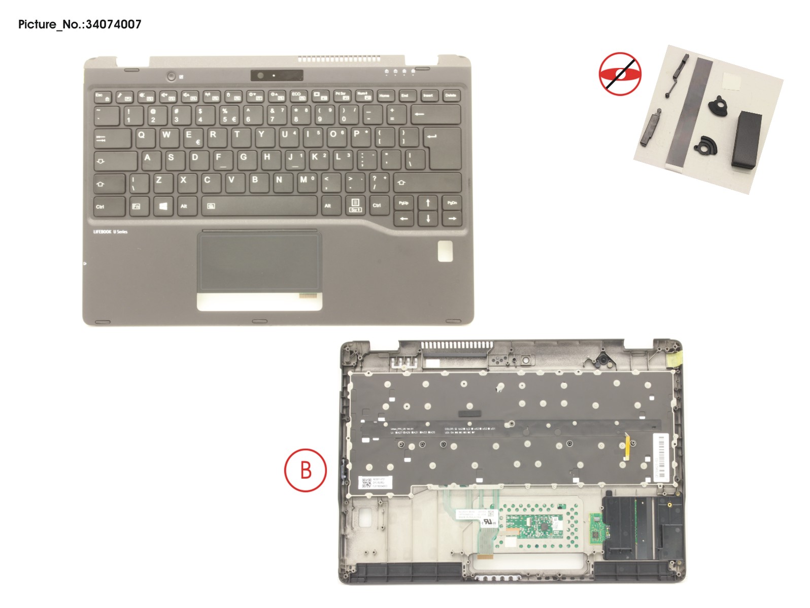 UPPER ASSY INCL. KEYB US W/FP(TBT)