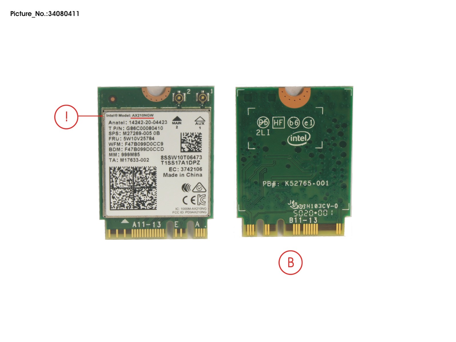 WLAN INTEL WI-FI6E+BT5.2 AX210NGW N-VPRO