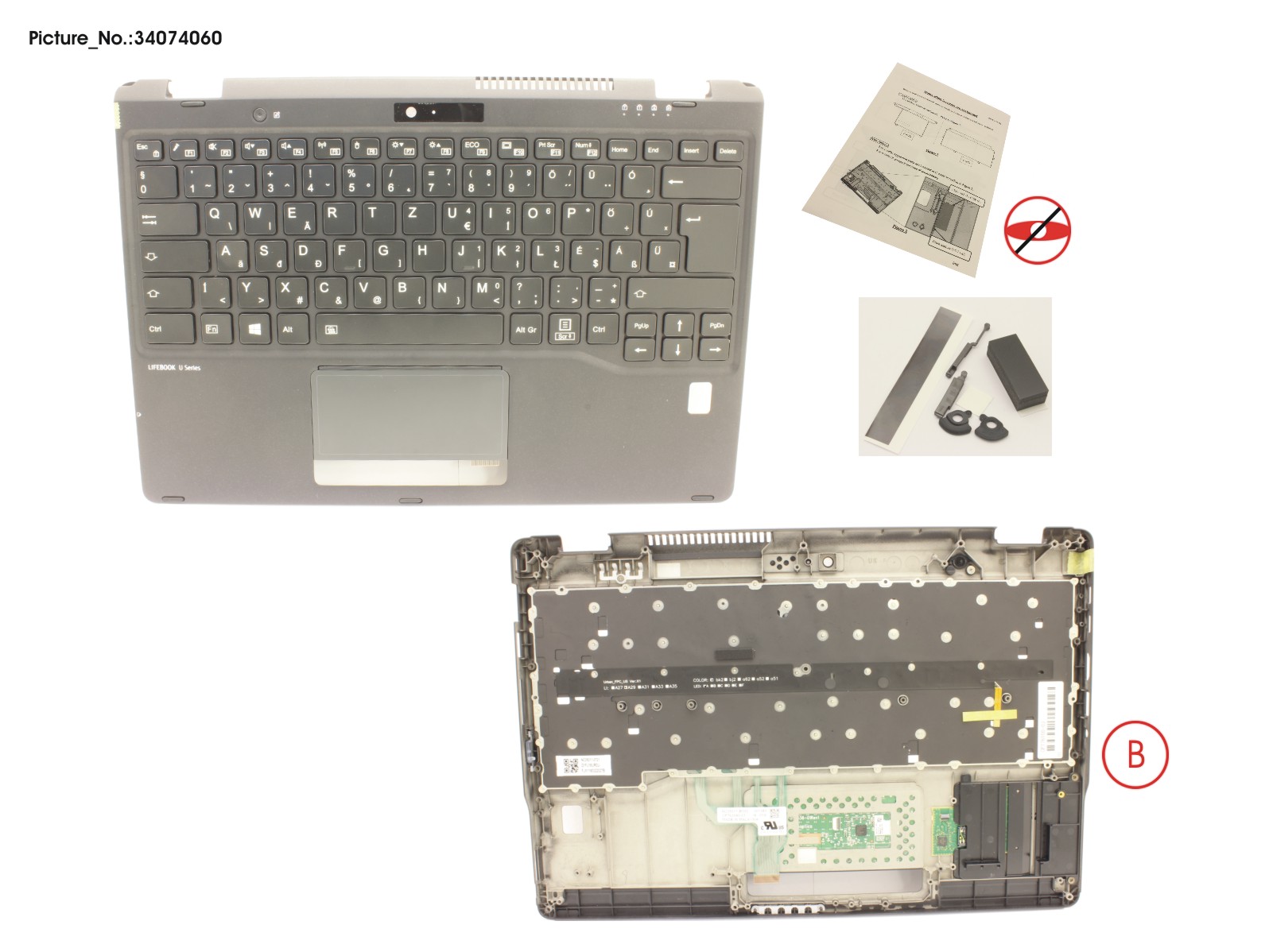 UPPER ASSY INCL. KEYB HUNGARY W/FP(TBT) UPPER ASSY INCL. KEYB HUNGARY W/FP(TBT)