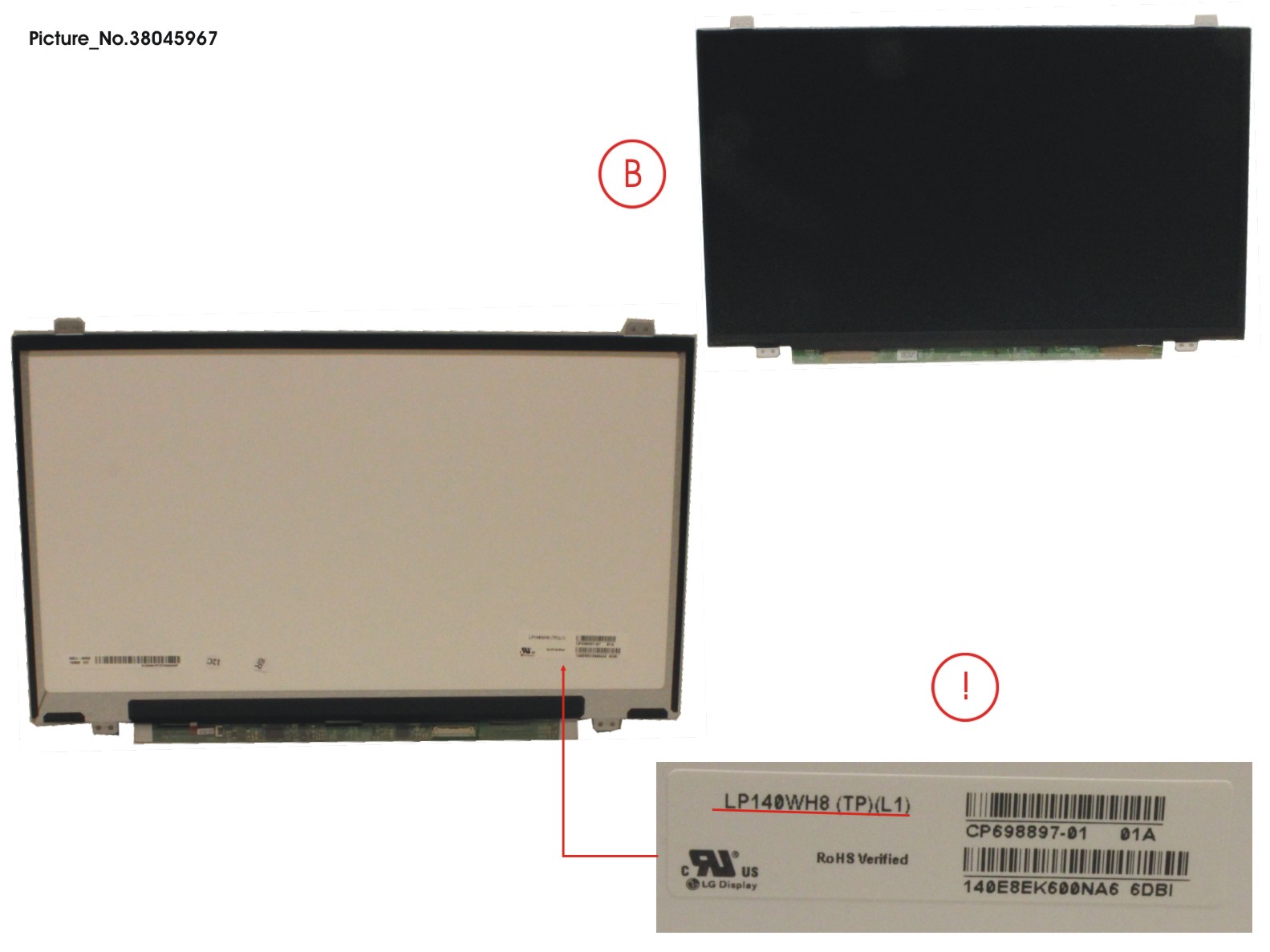 LCD PANEL AG, W/ RUBBER (EDP, HD)
