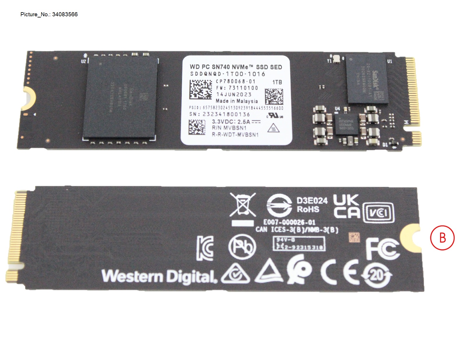 SSD PCIE M.2 SN740 1TB G4 (SED)