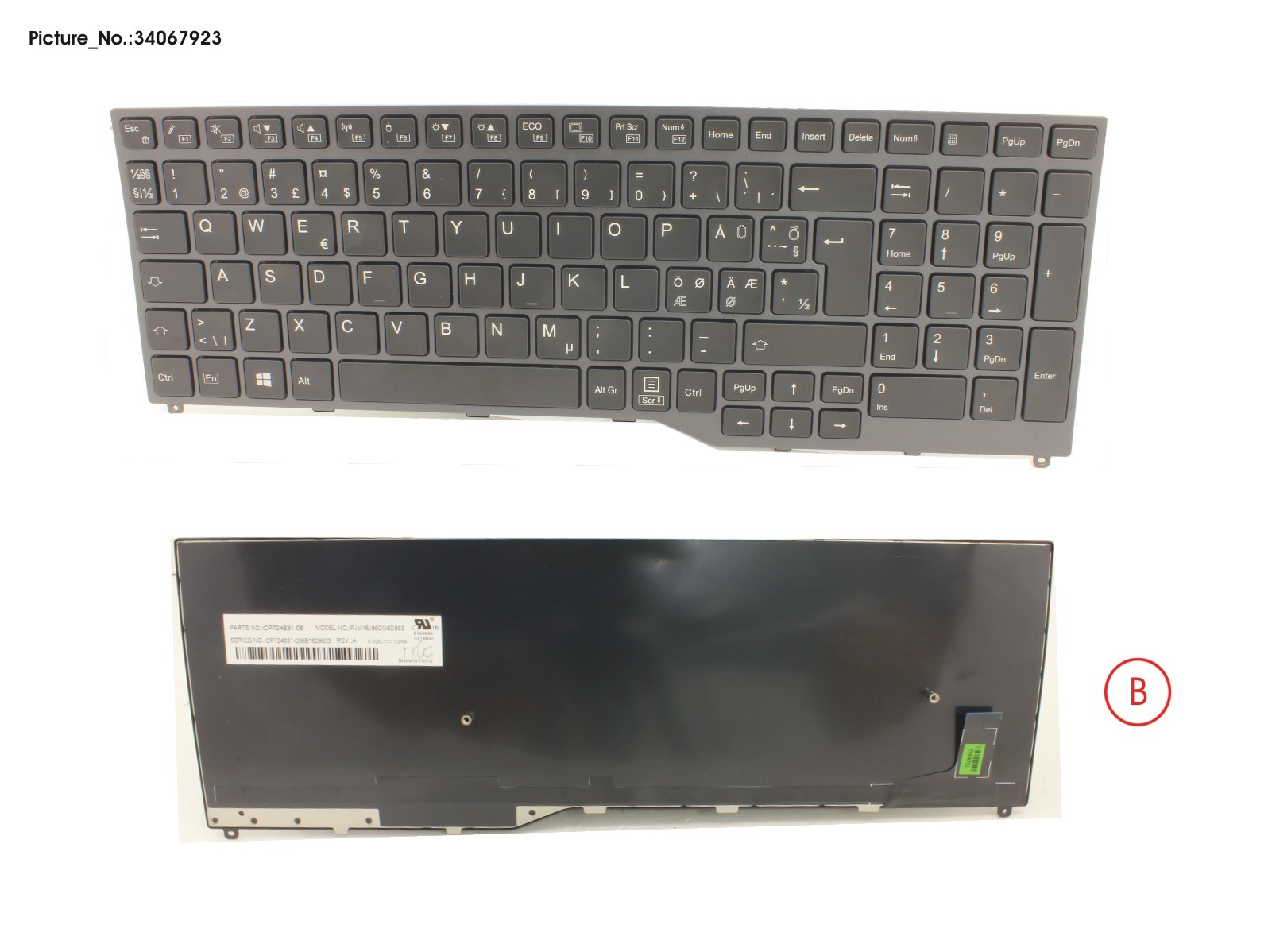 FUJITSU KEYBOARD 10KEY BLACK W/O TS NORDIC/EST