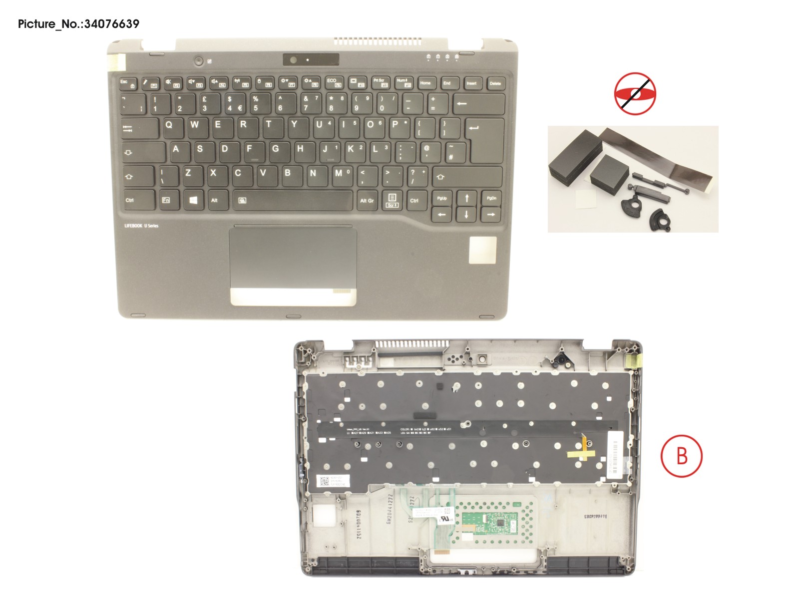 UPPER ASSY INCL. KEYB UK FOR PV