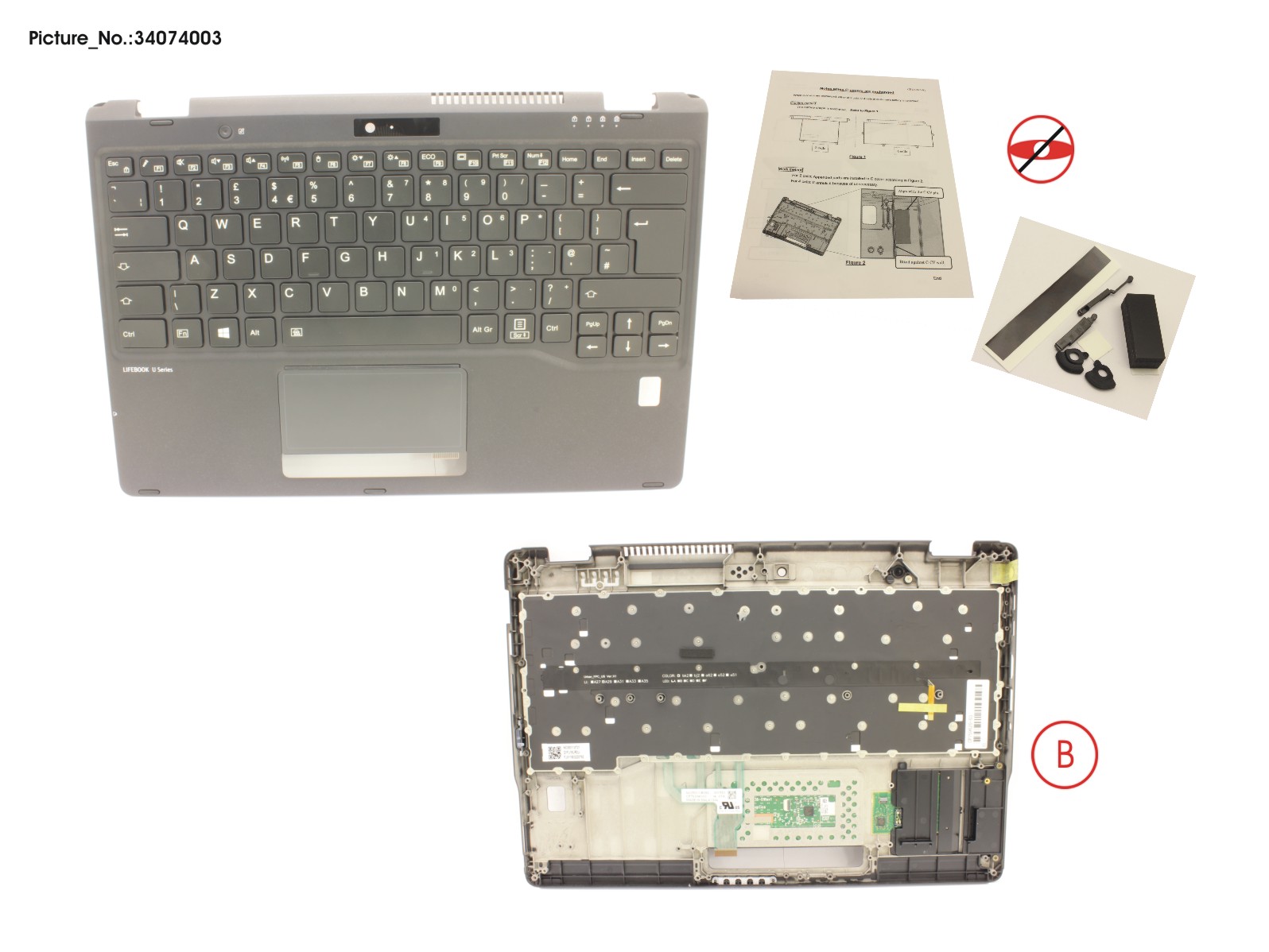 UPPER ASSY INCL. KEYB UK W/FP(ALT)