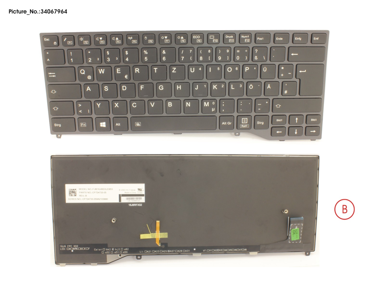 FUJITSU KEYBOARD BLACK W/ BL GERMAN