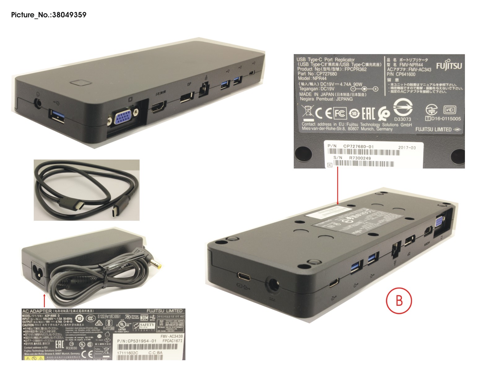 TYPE-C PORTREPLICATOR + 3PIN AC 90W