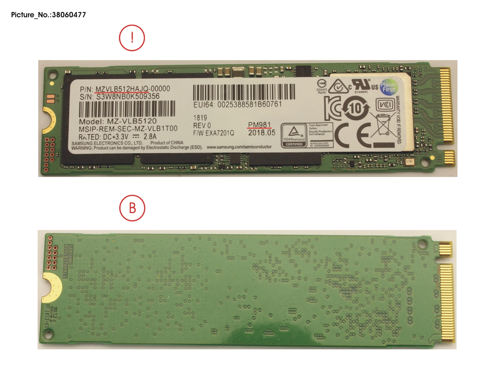 FUJITSU SSD PCIE M.2 2280 512GB PM981