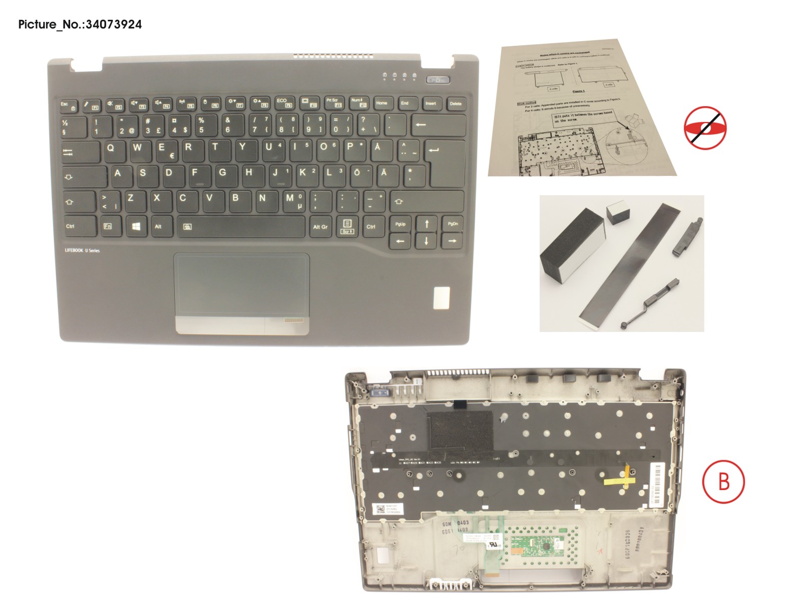 UPPER ASSY INCL. KEYB SWE/FIN W/FP(TBT)