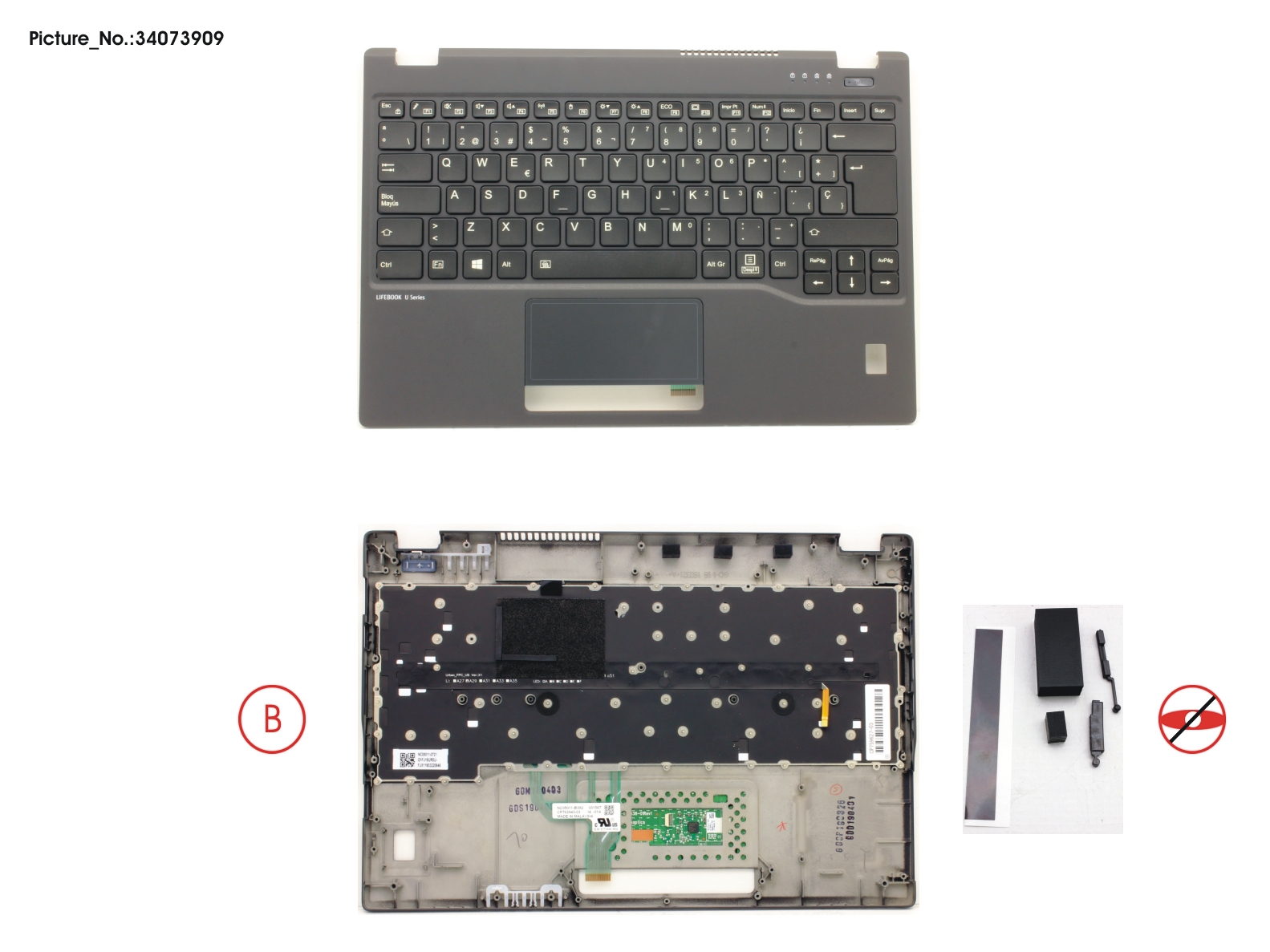 UPPER ASSY INCL. KEYB SPAIN W/FP(TBT)