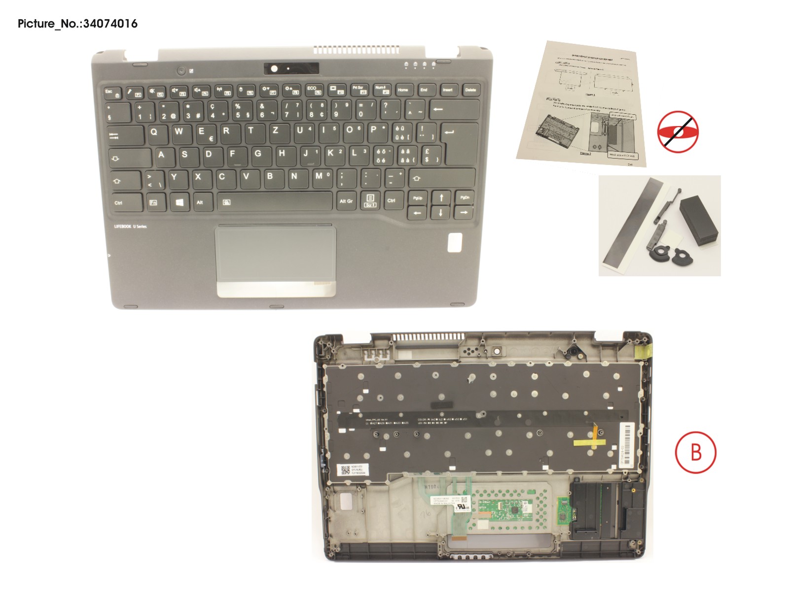 UPPER ASSY INCL. KEYB SWISS W/FP(TBT) UPPER ASSY INCL. KEYB SWISS W/FP(TBT)