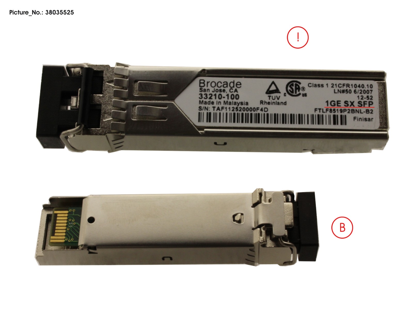SFP, 1GBE, 1000BASE-SX, LC CONNECTOR