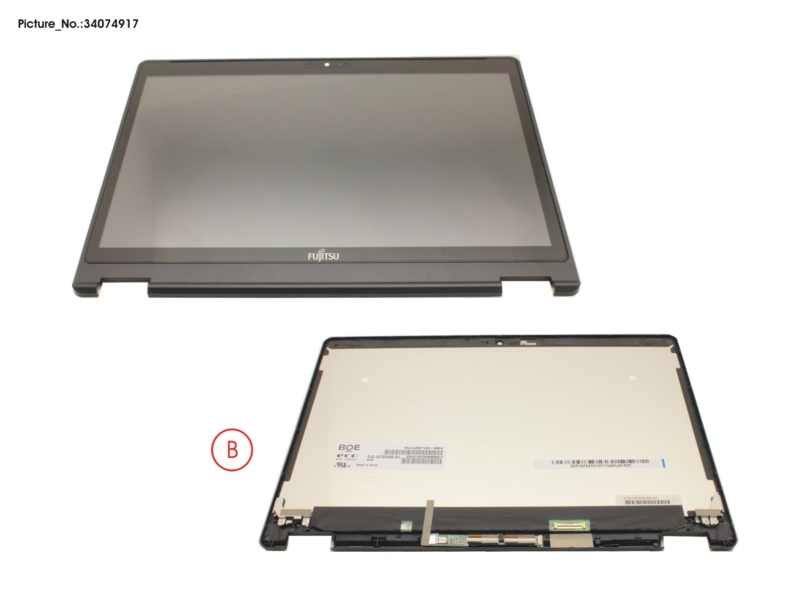 LCD ASSY FHD, AG (BOE) INCL.TOUCHPANEL