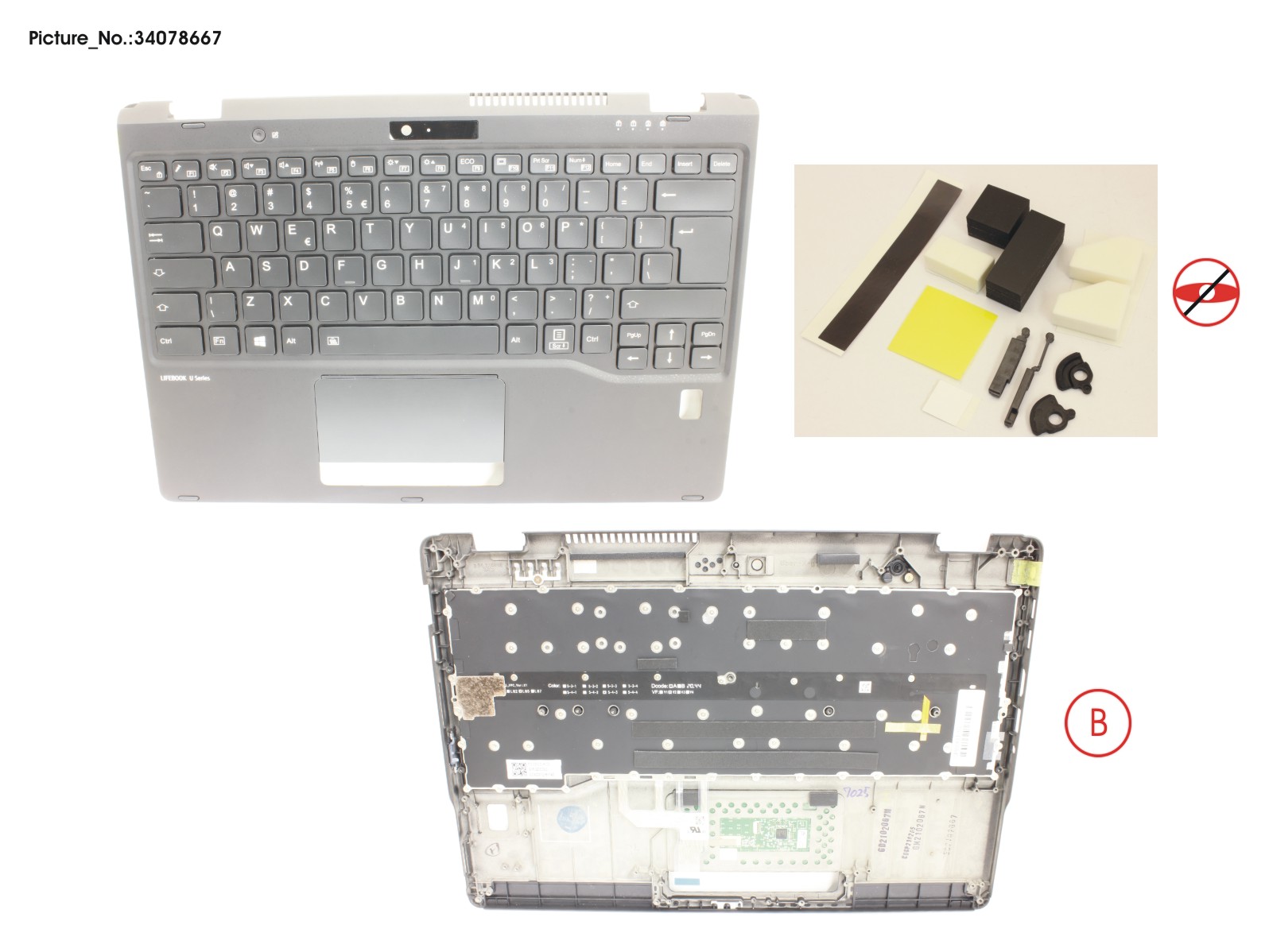 UPPER ASSY INCL. KEYB UK/US W/FP