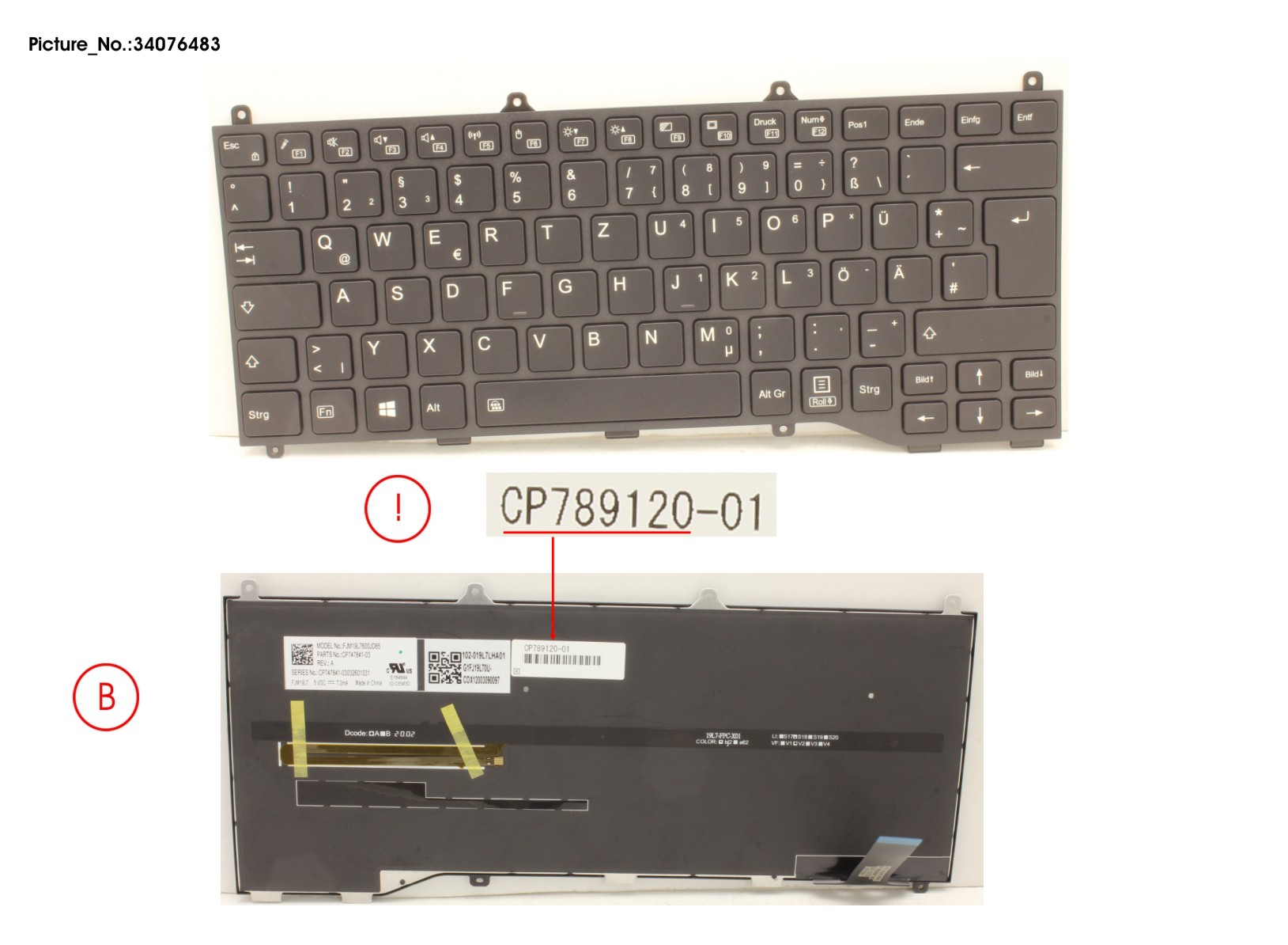 FUJITSU KEYBOARD BLACK W/ BL GERMAN