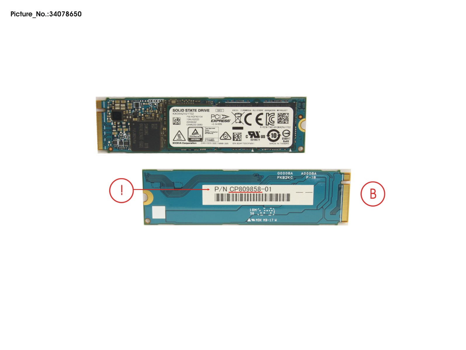SSD PCIE M.2 2280 XG6 1TB(SED) W/ RUBBER