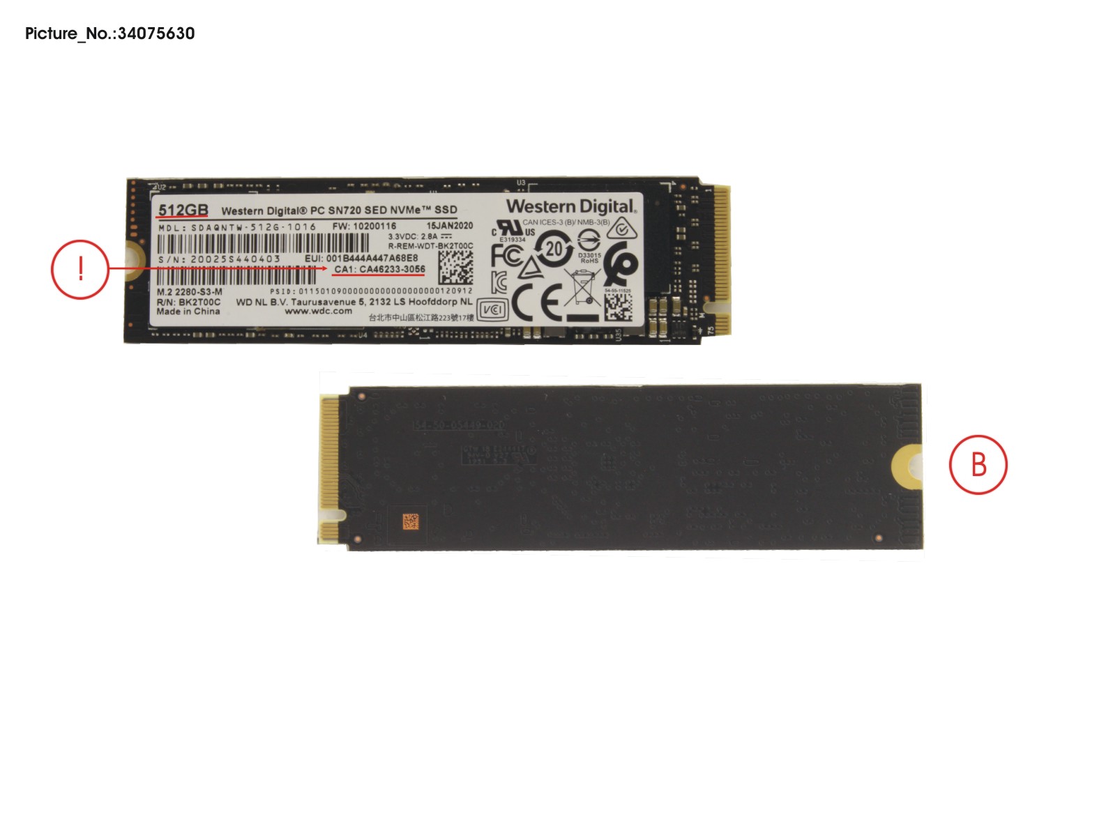 SSD PCIE M.2 2280 WD SN720 512GB(FDE)