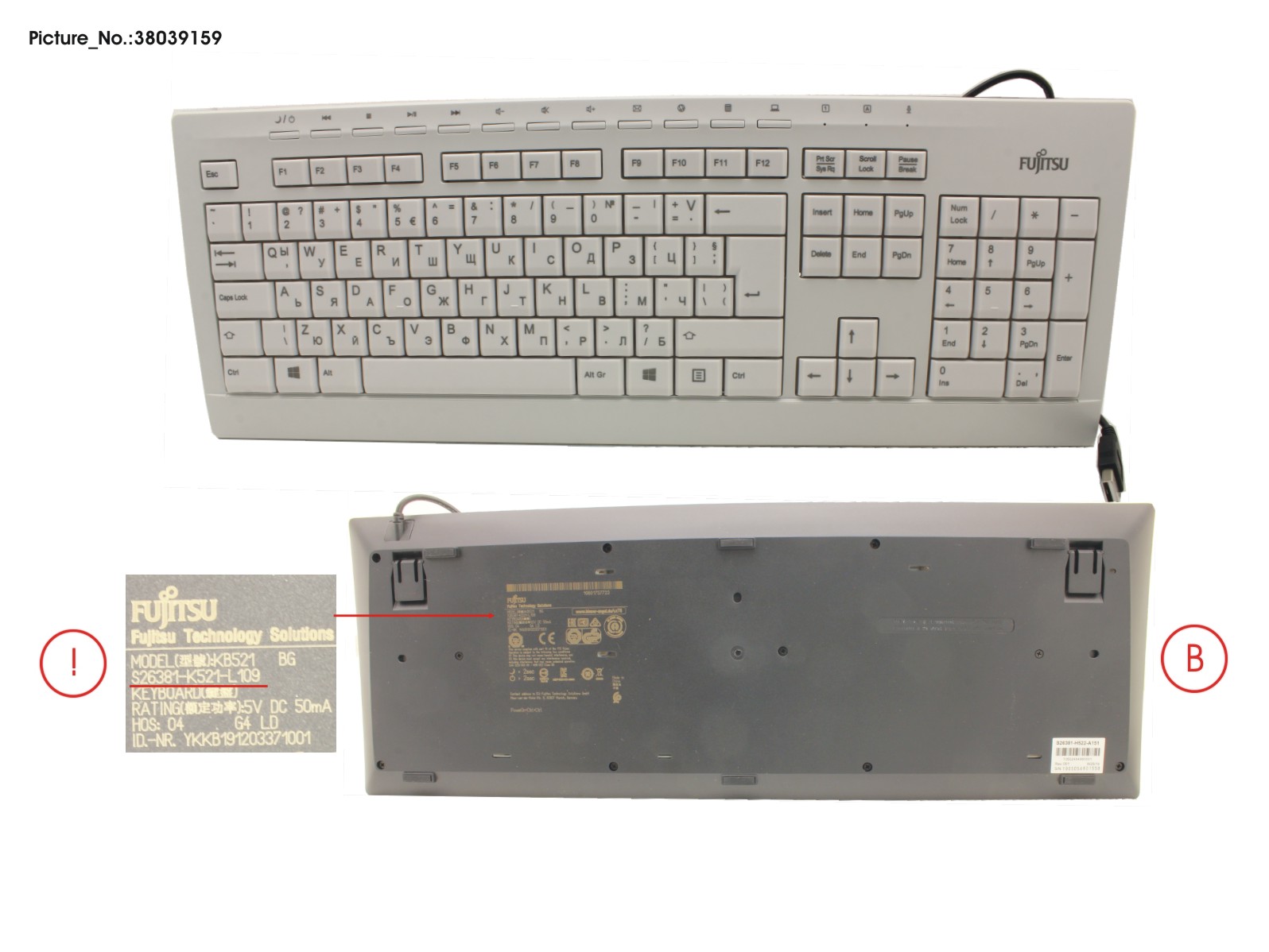 FUJITSU KEYBOARD KB521 BG