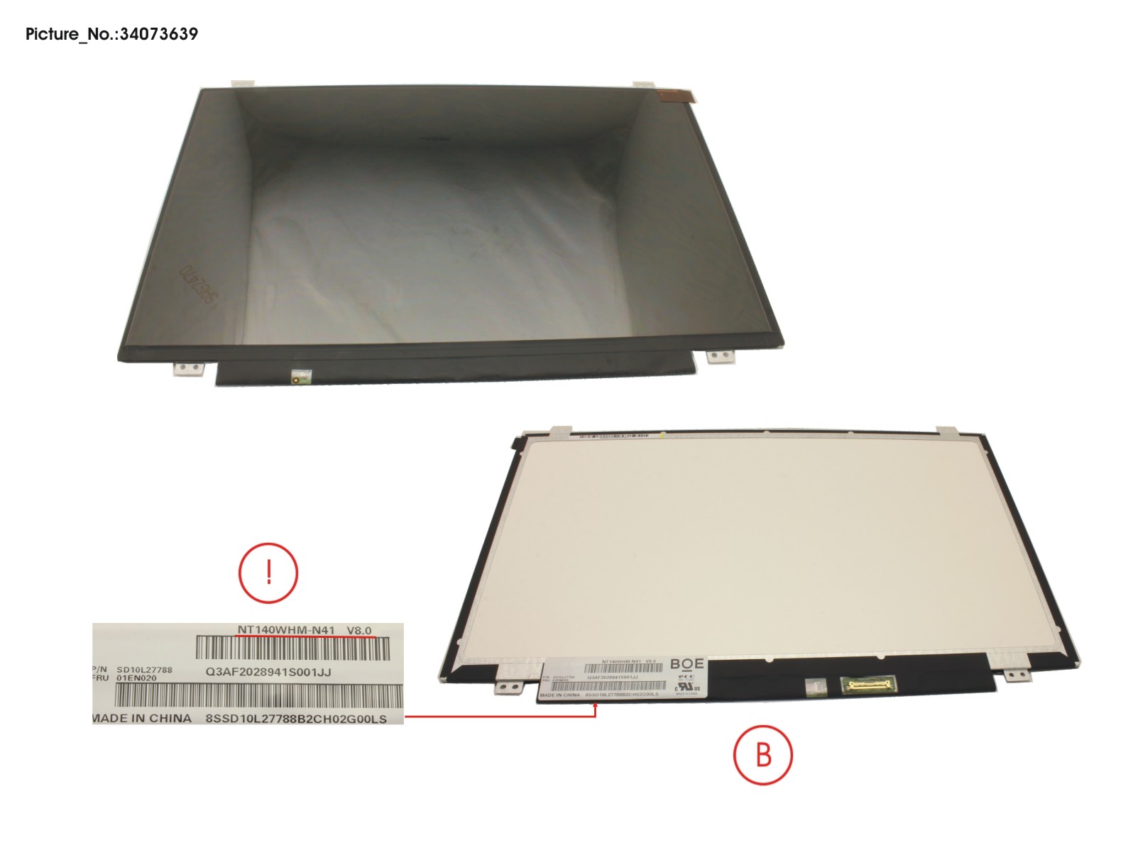 FUJITSU LCD PANEL BOE AG, NT140WHM-N41 (EDP,HD)