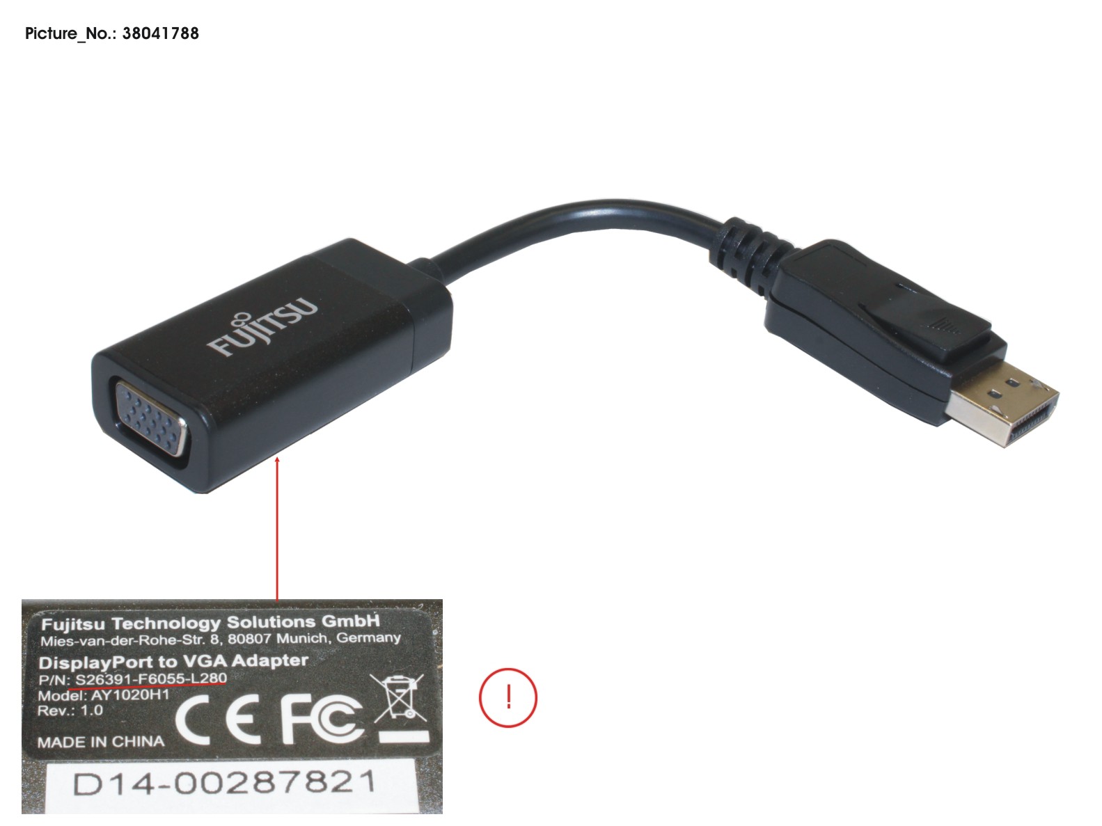 FUJITSU SparePart Displayport to VGA Adapter (S)