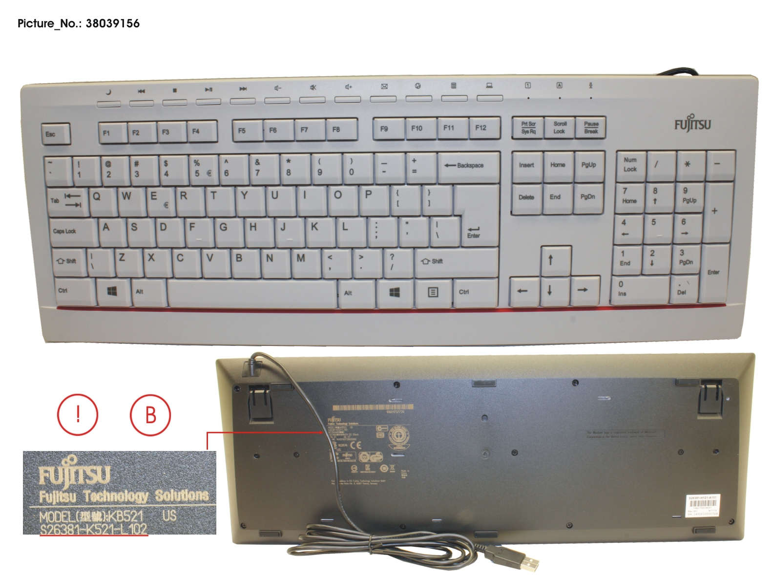 Fujitsu KEYBOARD KB521 US