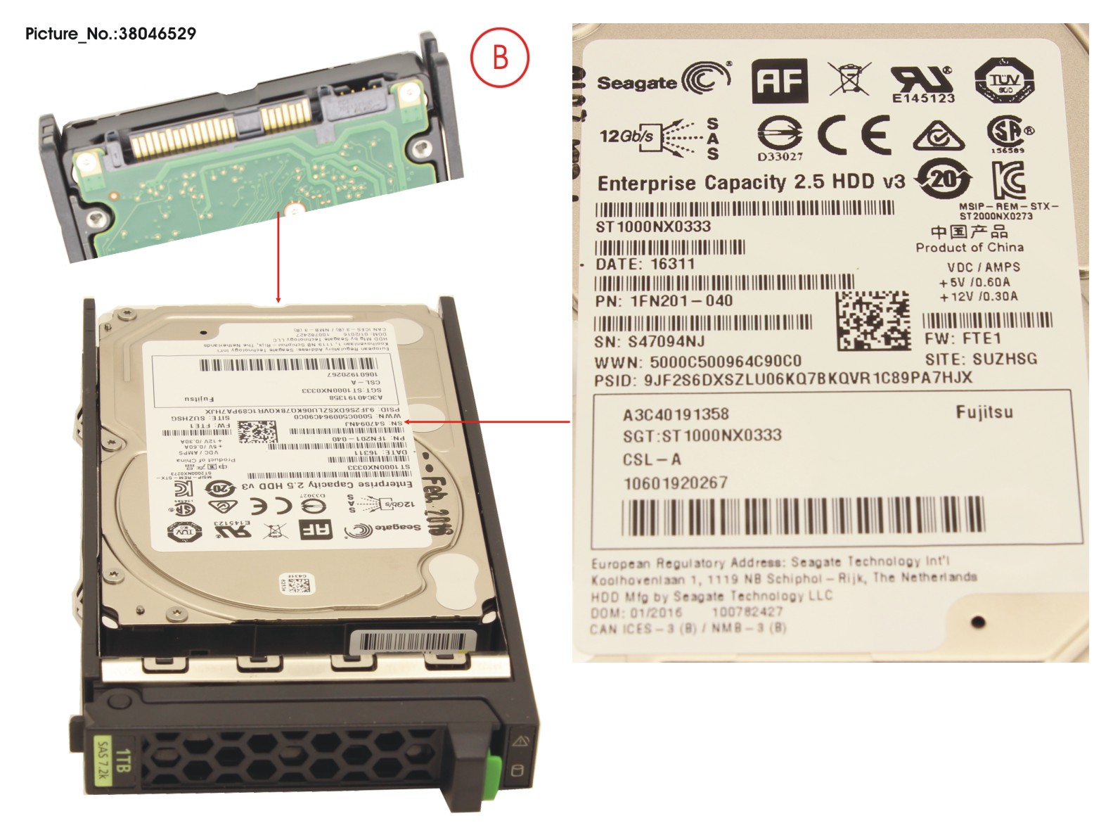 HD SAS 12G 1TB 7.2K 512E HOT PL 2.5 BC