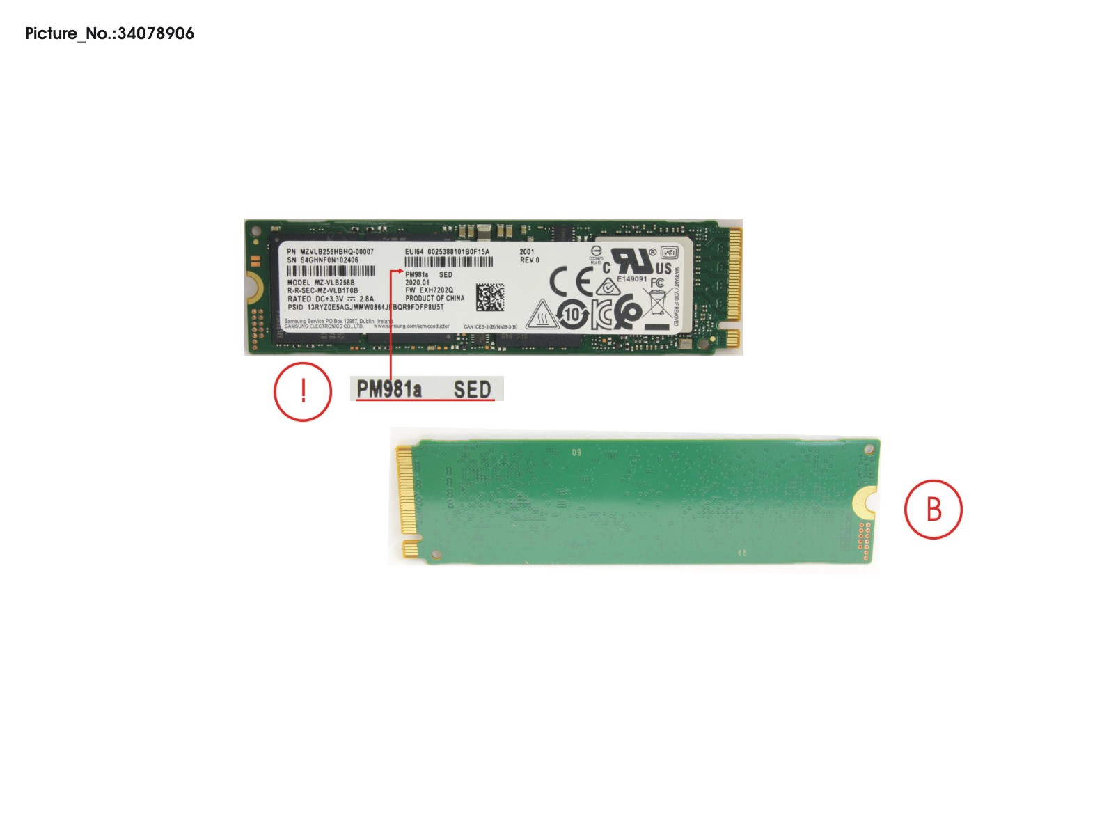 SSD PCIE M.2 2280 PM981A 256GB(SED)