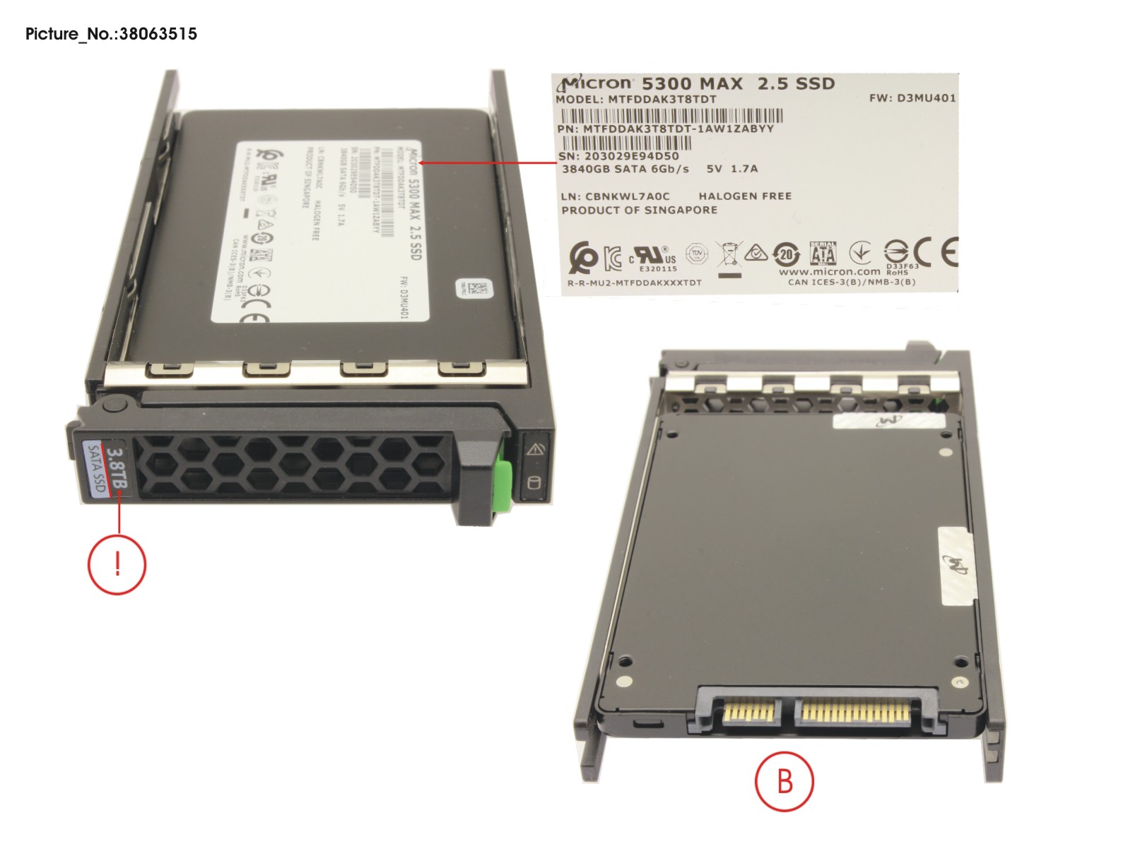 FUJITSU SSD SATA 6G 3.84TB MU SFF SLIM