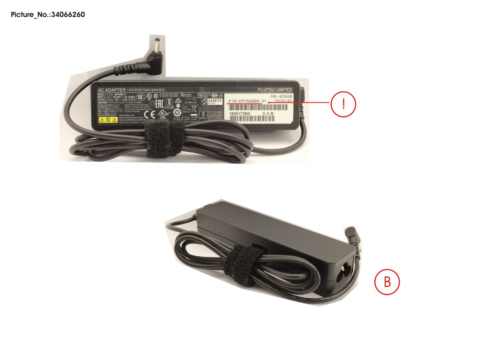 FUJITSU AC-ADAPTER 19V 65W (3PIN, STICK TYPE)