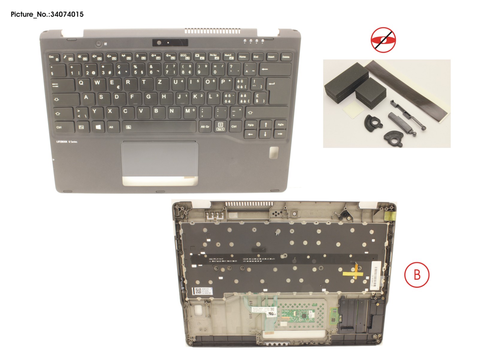 UPPER ASSY INCL. KEYB SWISS W/FP(ALT)