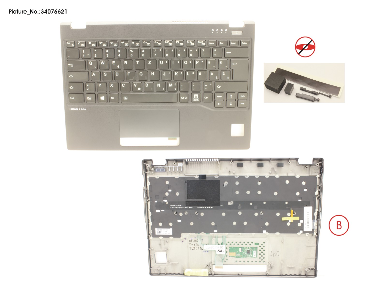 UPPER ASSY INCL. KEYB E EUROPE FOR PV