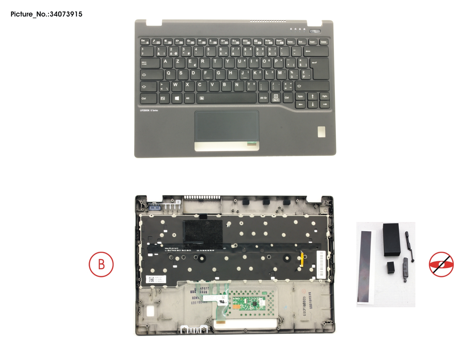 UPPER ASSY INCL. KEYB BELGIUM W/FP(TBT)