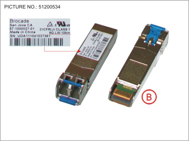 BRCD BRANDED LWL SFP, 8GBPS, 10KM, R6