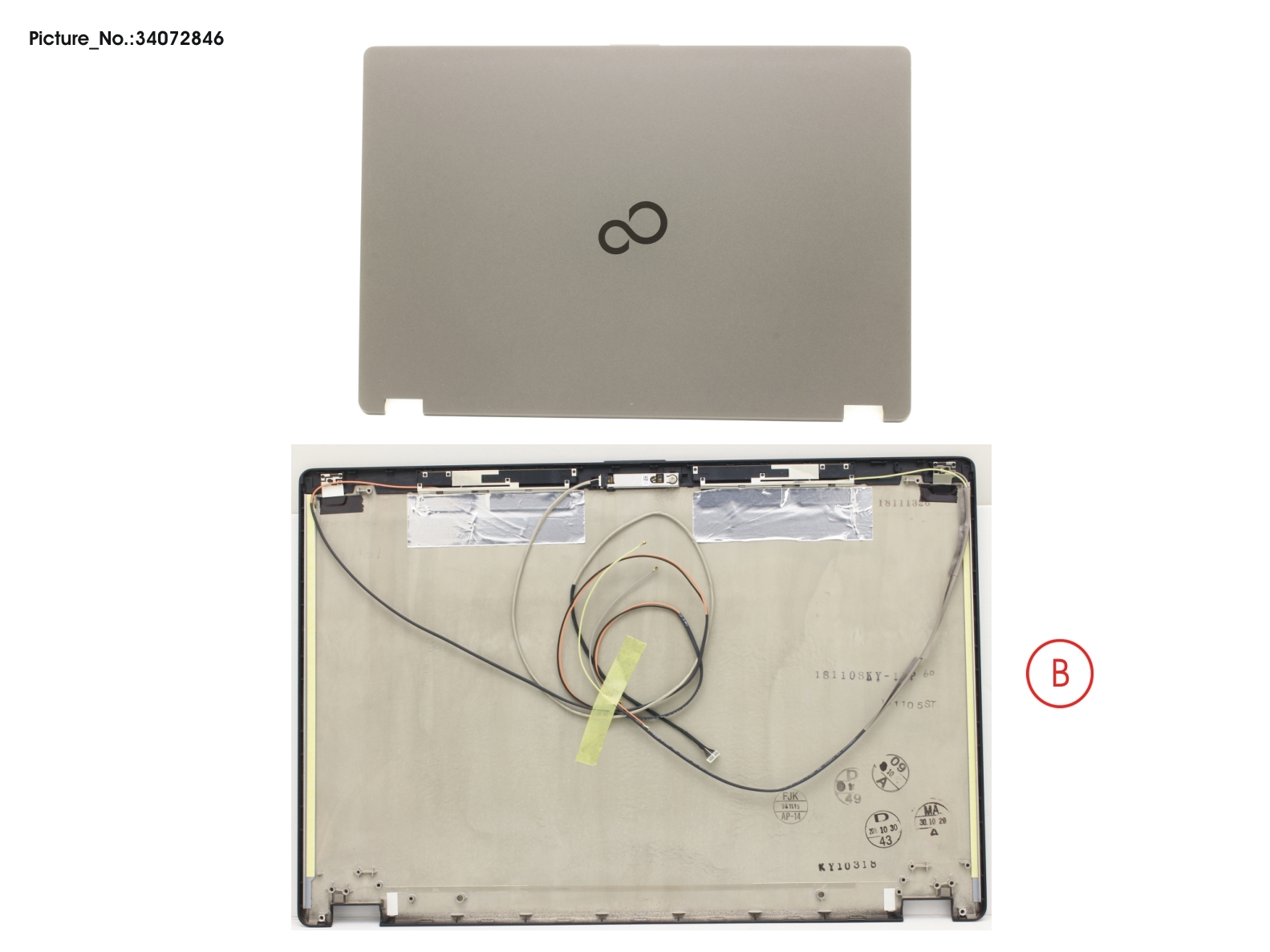 LCD BACK COVER ASSY (W/ MIC FOR WWAN)