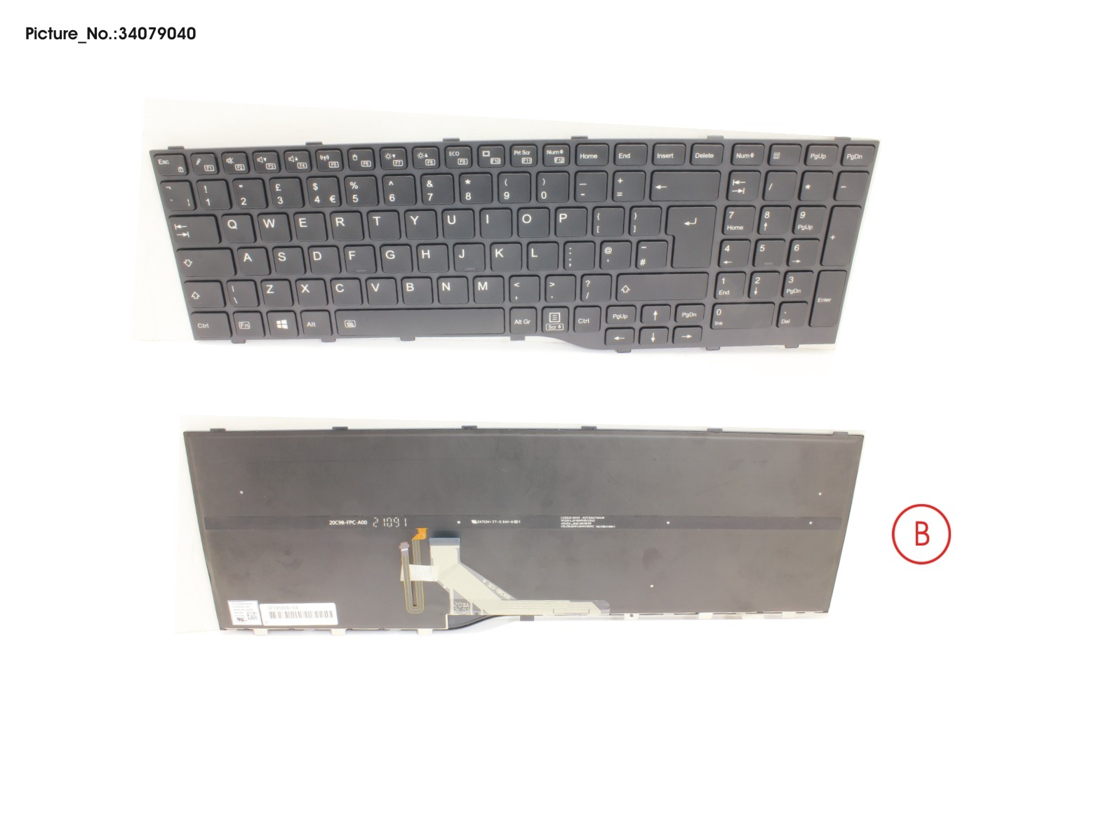 FUJITSU KEYBOARD BLACK W/ BL UK