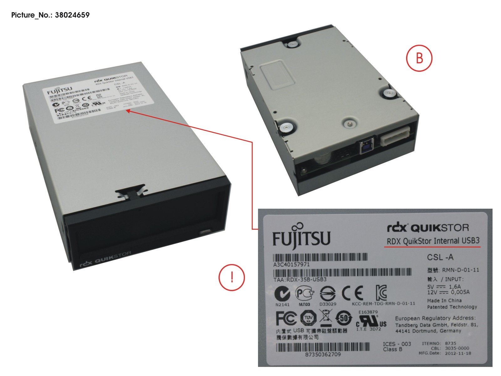FUJITSU RDX DRIVE USB3.0 3.5 INTERNAL