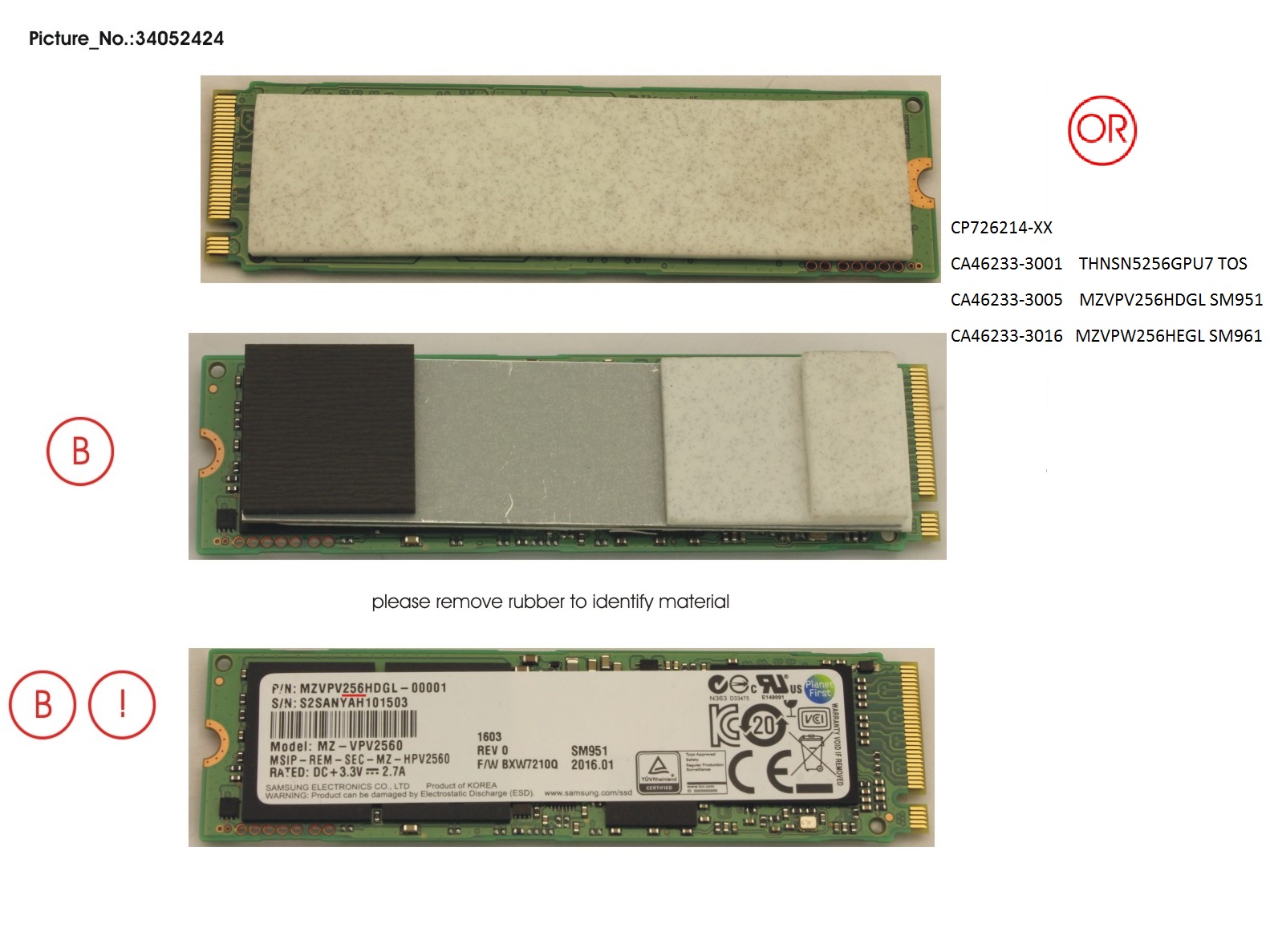 SSD PCIe M.2 2280 256GB W/RUBBER