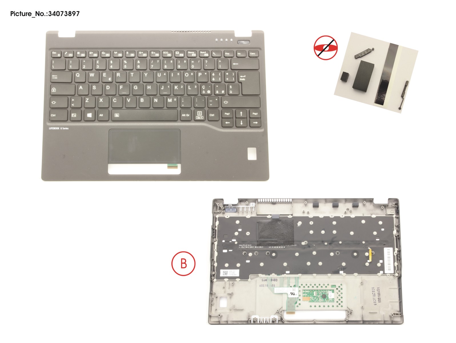 UPPER ASSY INCL. KEYB ITALIAN W/FP(TBT)