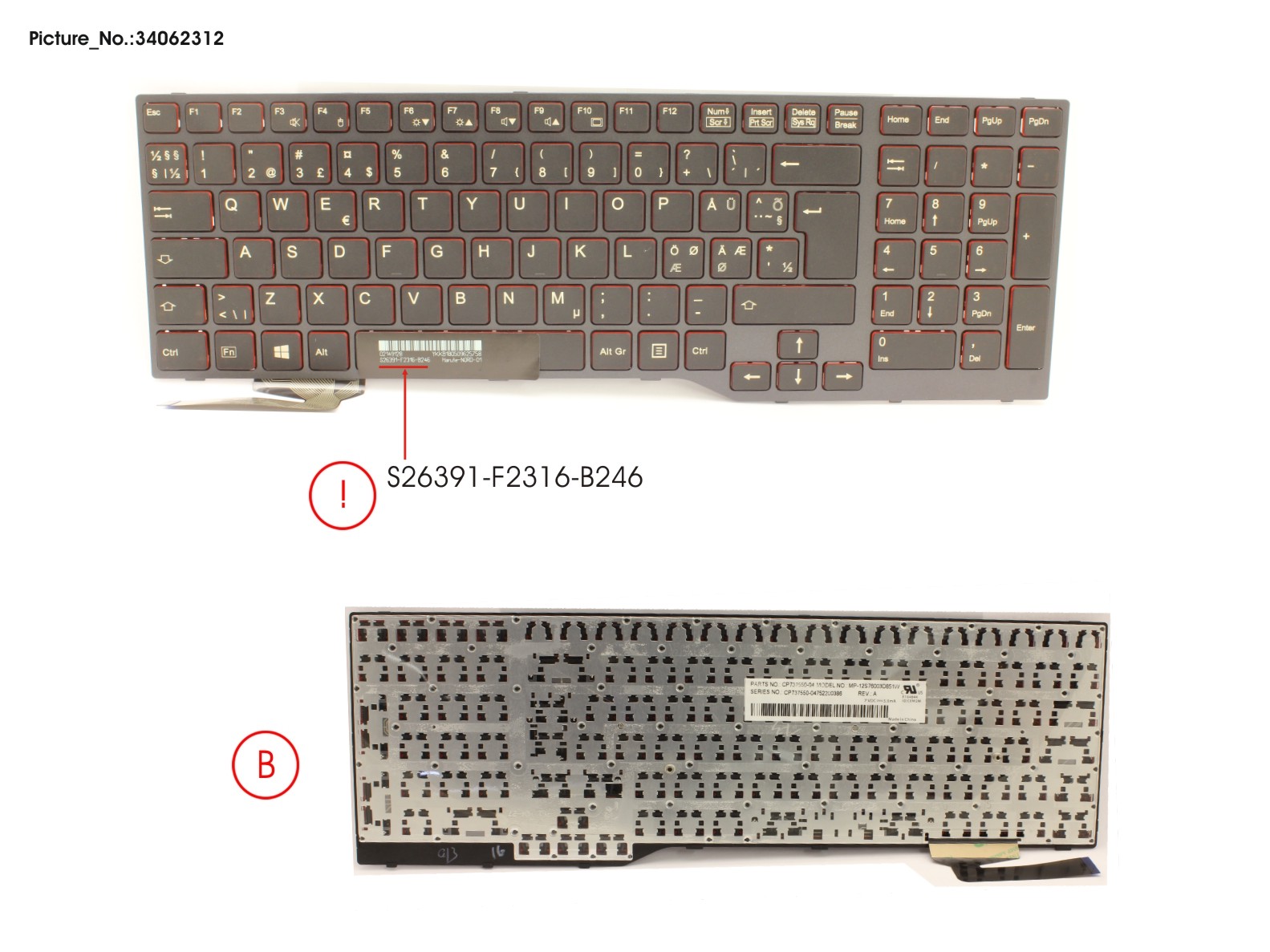 KEYBOARD BLACK W/O TS NORDIC/EST