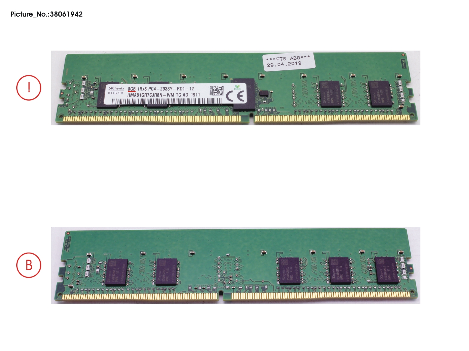 8GB (1X8GB) 1RX8 DDR4-2933 R ECC