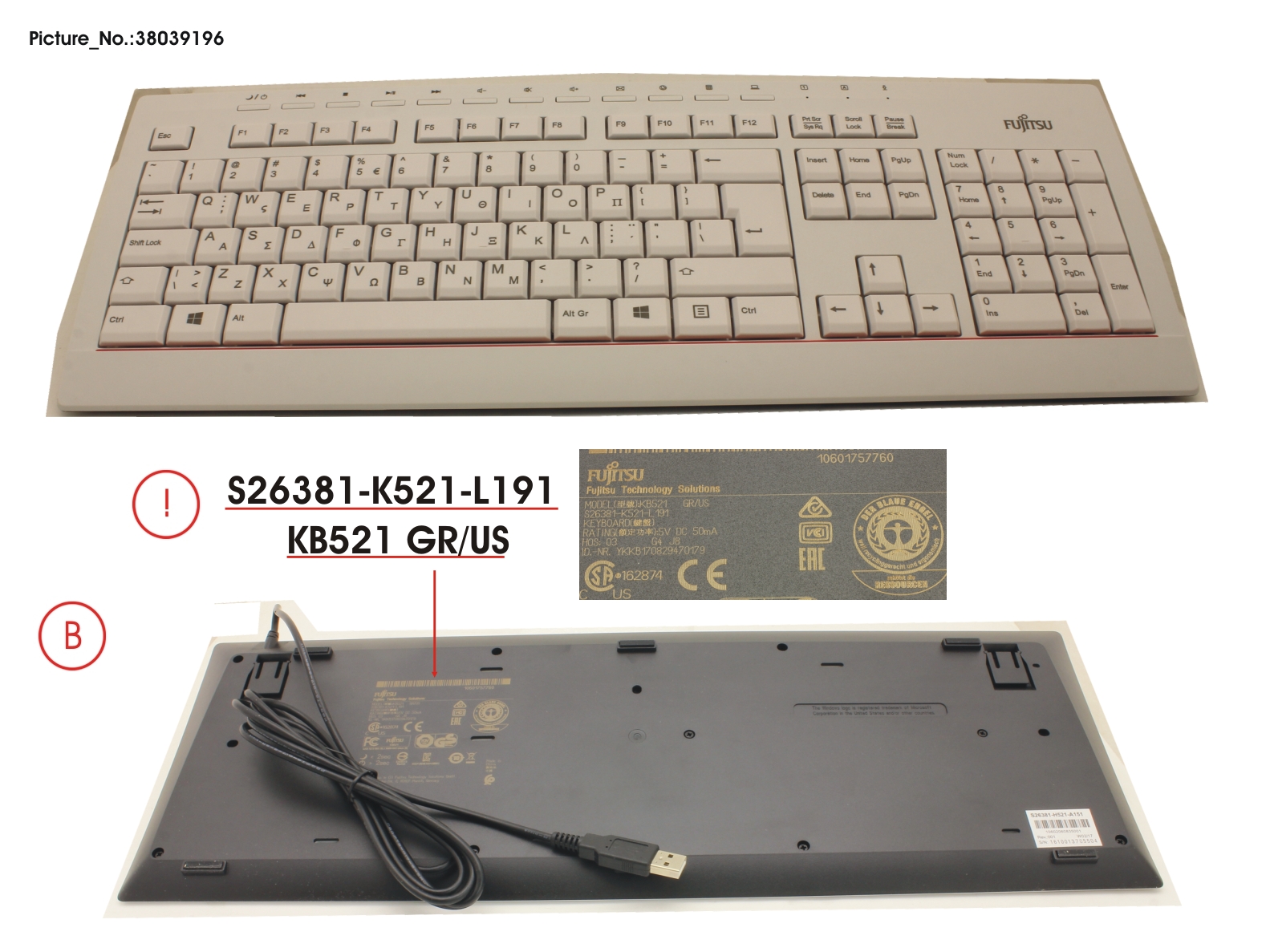 KEYBOARD KB521 GR/US