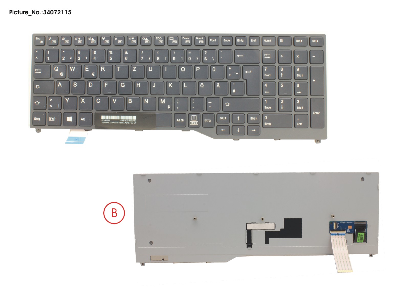 FUJITSU KEYBOARD BLACK W/O TS GERMAN