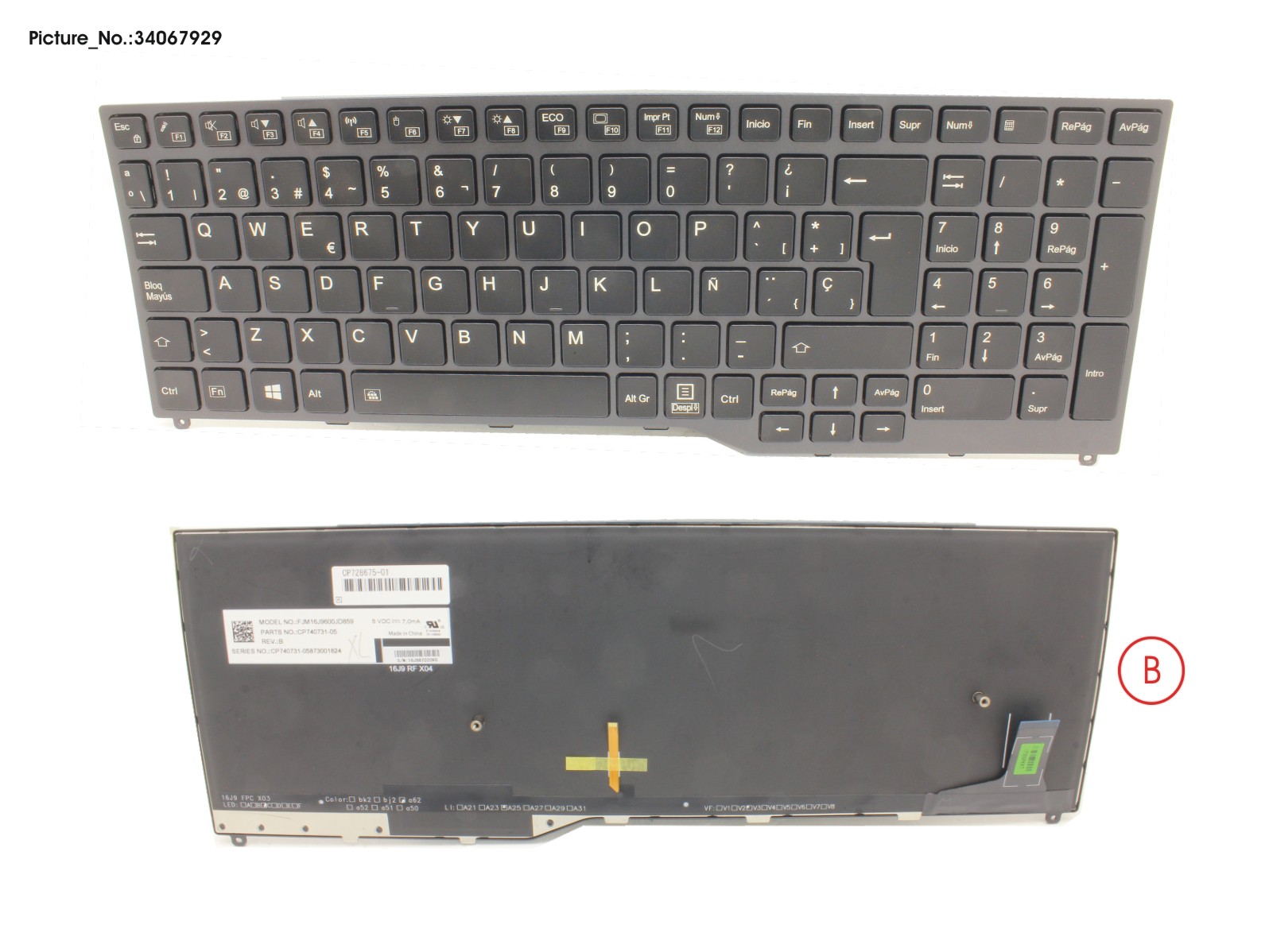 FUJITSU KEYBOARD 10KEY BLACK W/ BL SPAIN