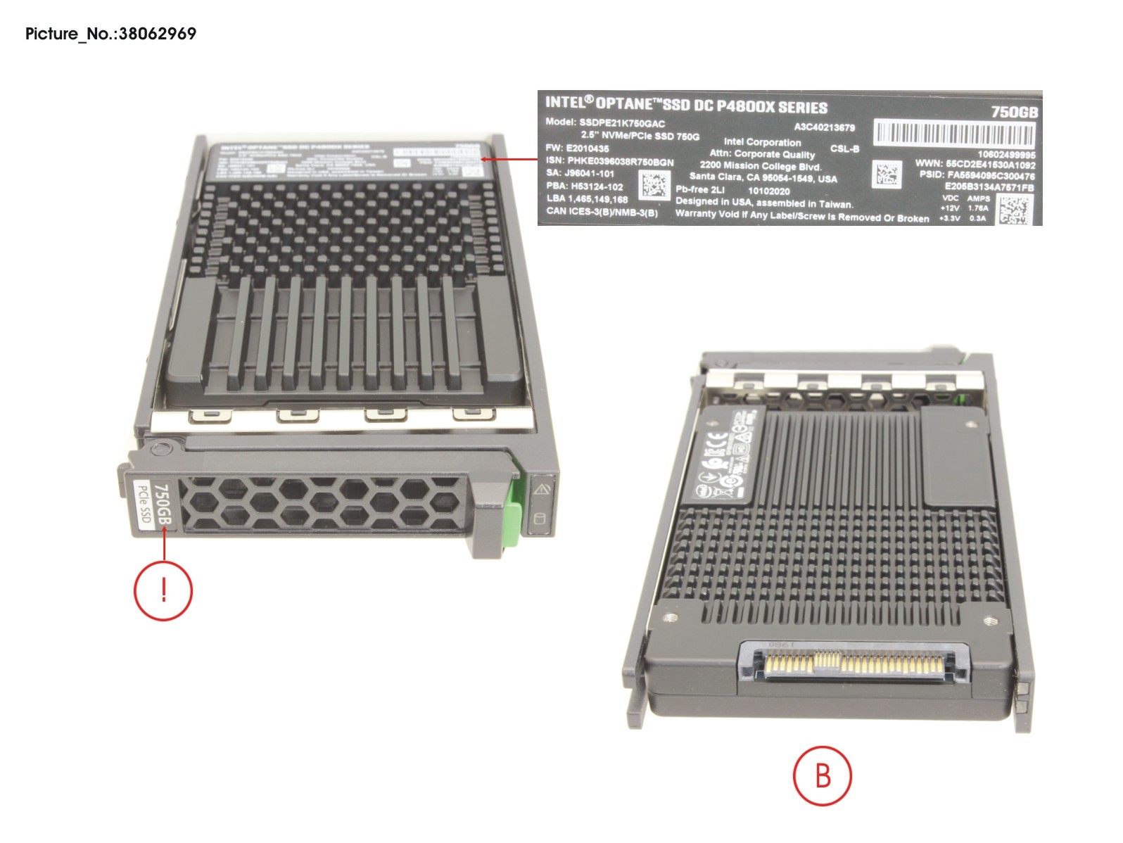 SSD PCIE3 750GB 2.5 H-P P4800X