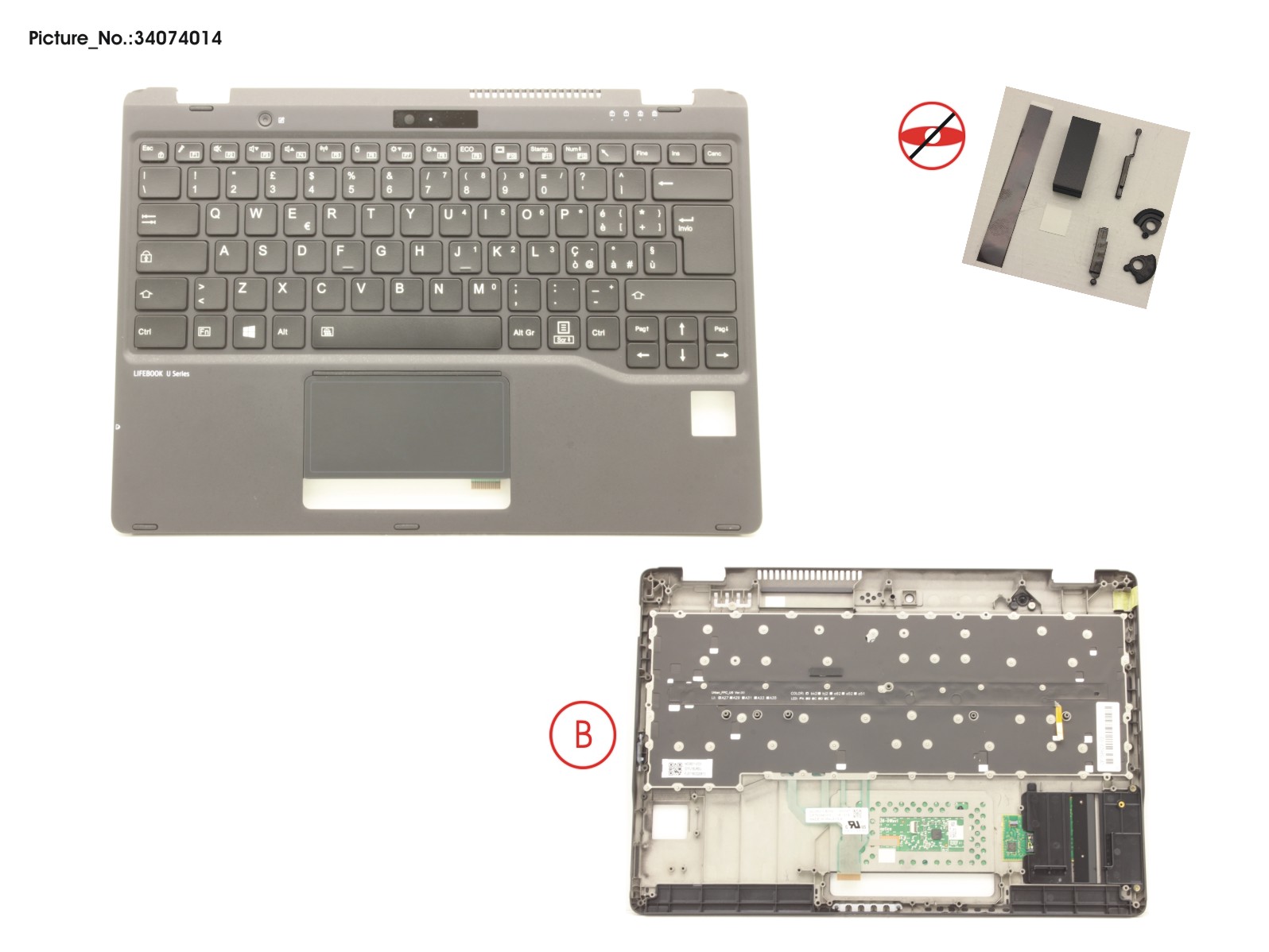 UPPER ASSY INCL. KEYB ITALIAN FOR PV